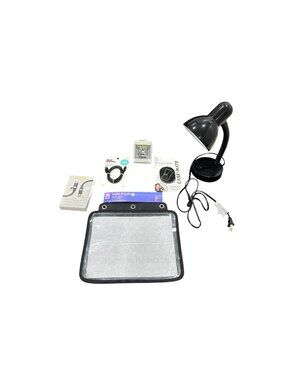 Set of 6 Simple Designs Black Desk Lamp & Tech Accessory Bundle